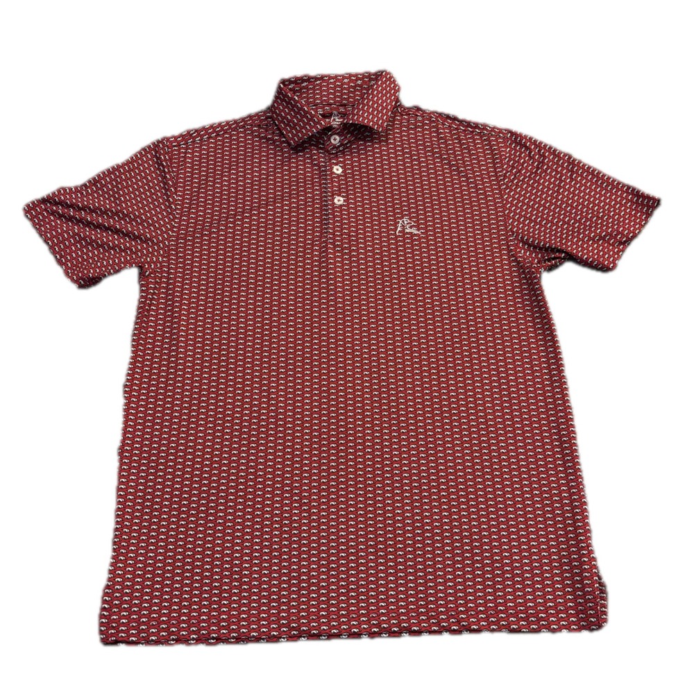 Rhoback Arkansas Razorbacks Mens Small Red White Performance Golf Polo Shirt